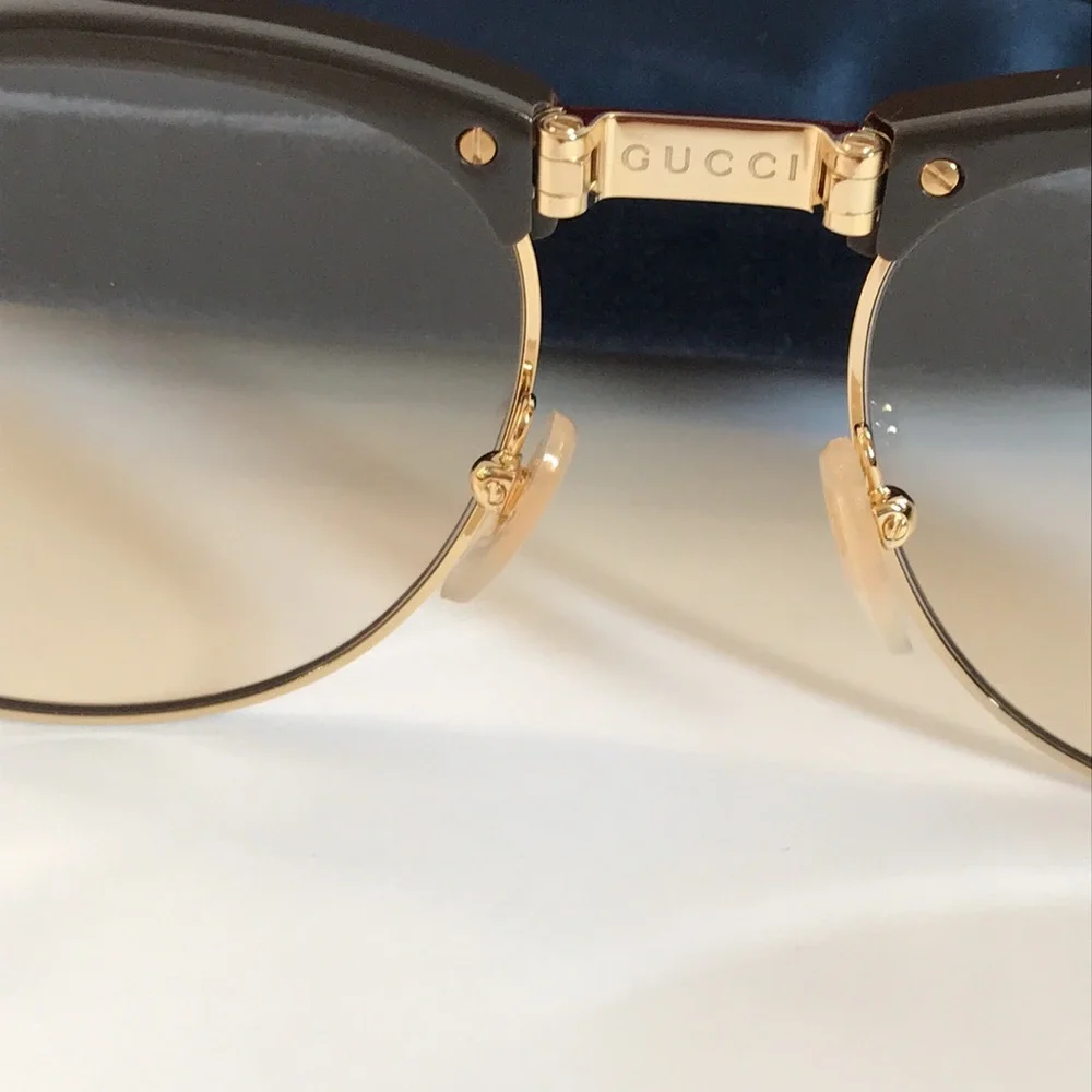 New Authentic Gucci Men's Brown and Gold  GG1107S Square Sunglasses